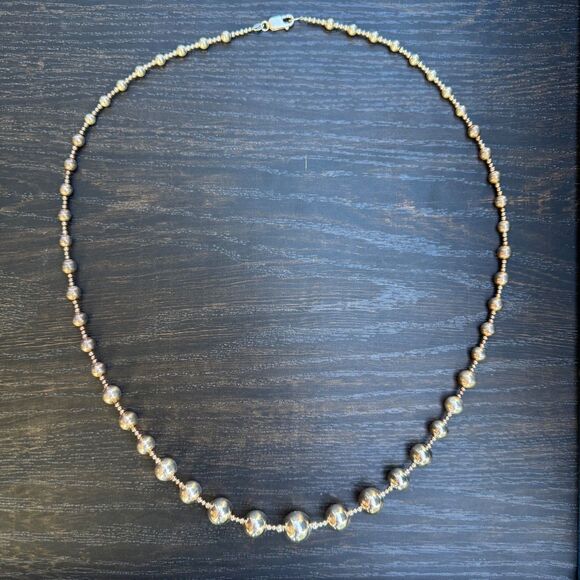 32" Vintage Desert Pearls Sterling Silver Necklace Graduated Bead 925 LONG - Picture 2 of 16